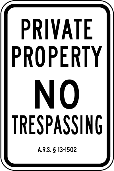 12in x 18in PRIVATE PROPERTY - No Trespassing Sign