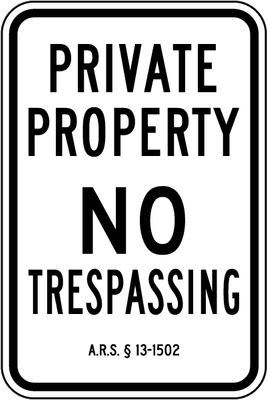 12in x 18in PRIVATE PROPERTY - No Trespassing Sign