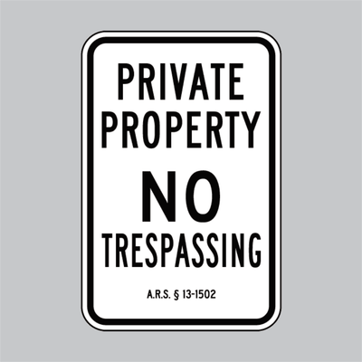 12in x 18in PRIVATE PROPERTY - No Trespassing Sign