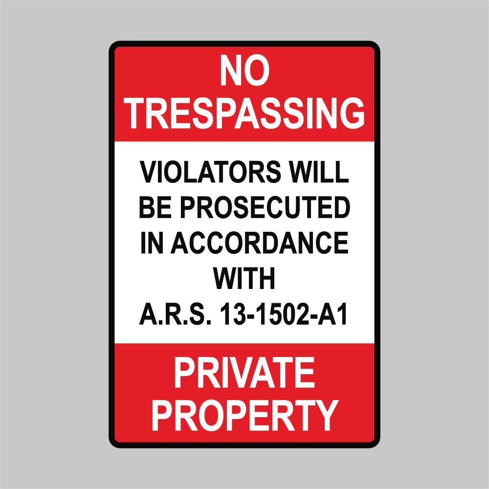 12in x 18in PRIVATE PROPERTY - No Trespassing Sign