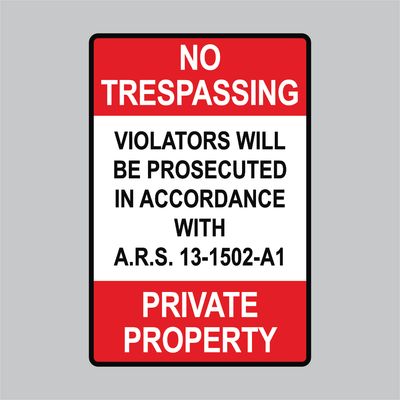 12in x 18in PRIVATE PROPERTY - No Trespassing Sign