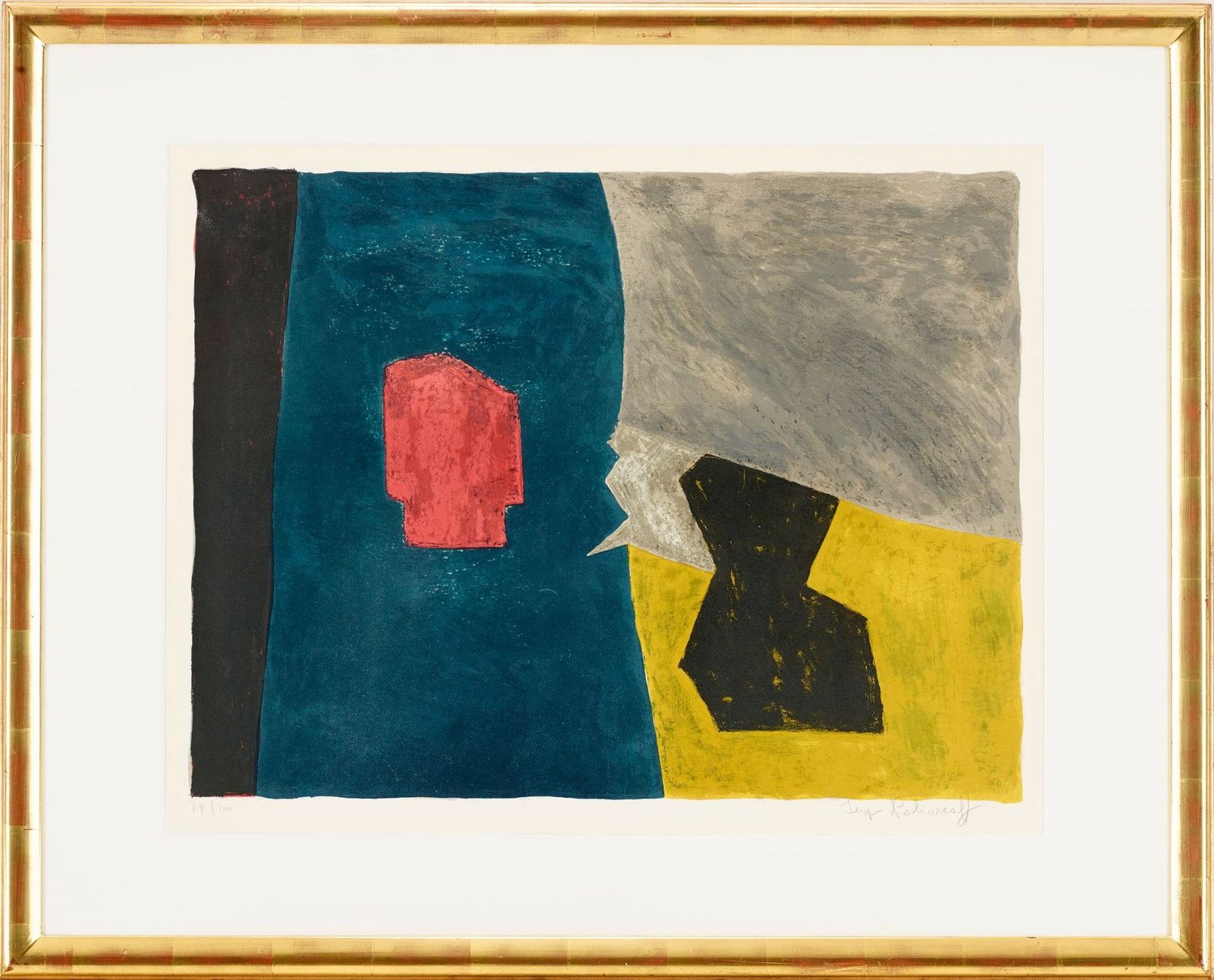 Serge Poliakoff - Composition bleue, jaune, et grise
