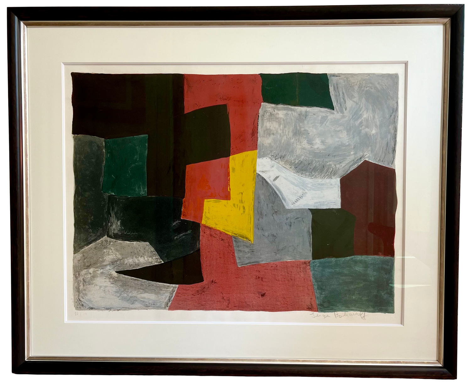 Serge Poliakoff - Composition grise, rouge et jaune 1960