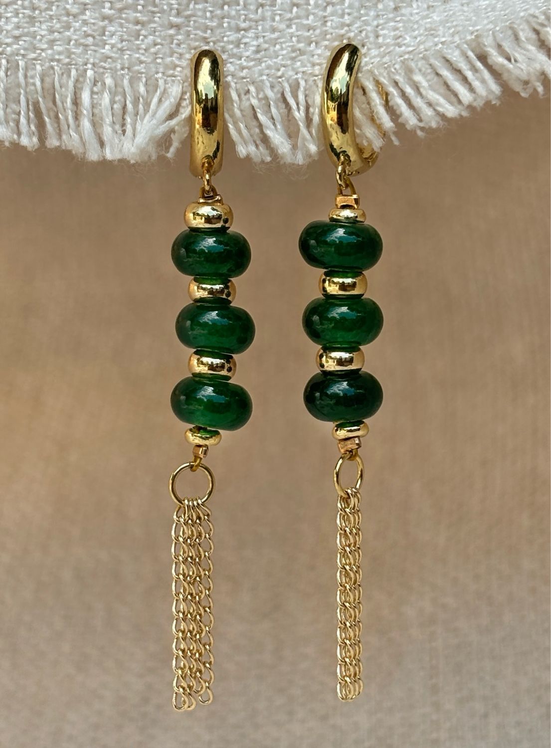 Triple Quartz Earrings with Chain 