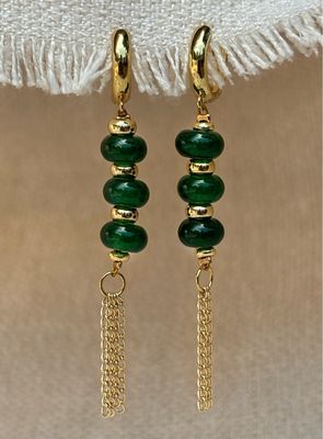 Triple Quartz Earrings with Chain
