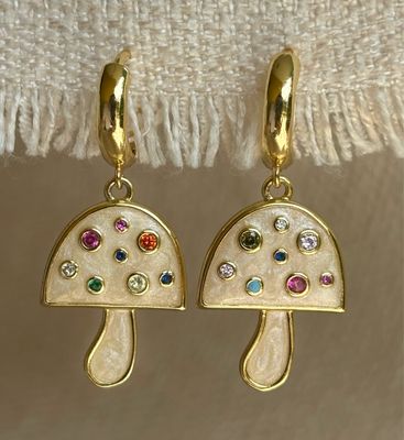 White Mushroom Earrings