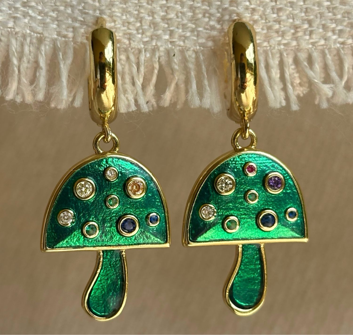 Green Mushroom Earrings