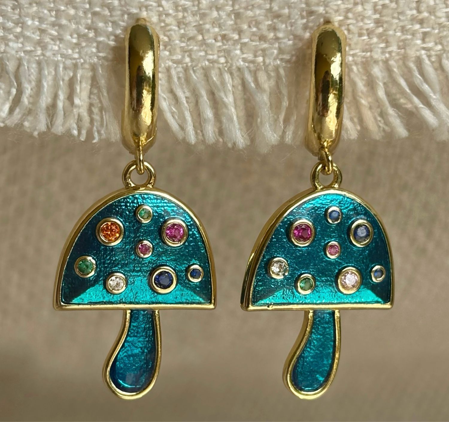 Blue Mushroom Earrings