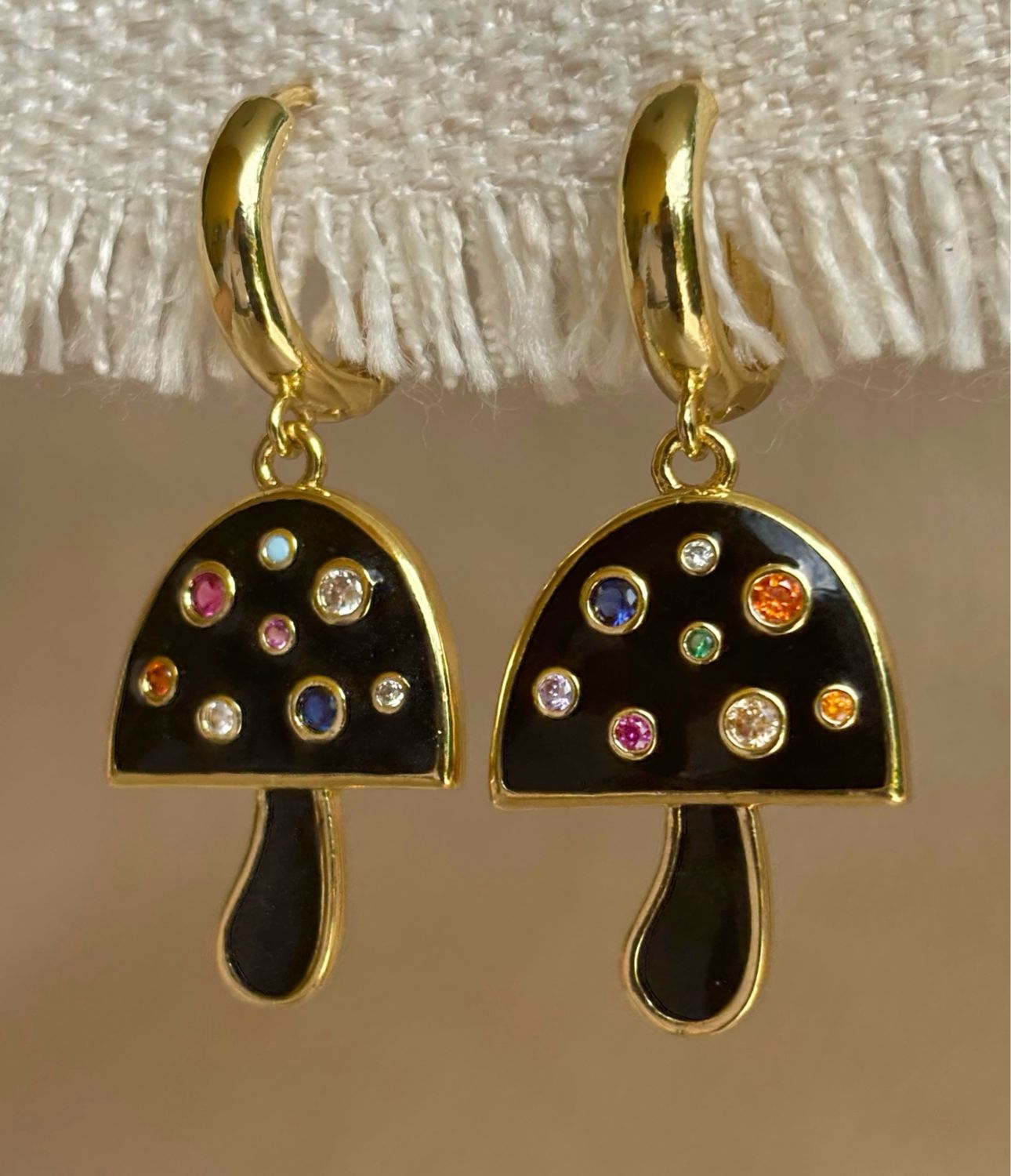 Black Mushroom Earrings