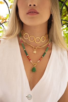 Green Stone Buddha Necklace