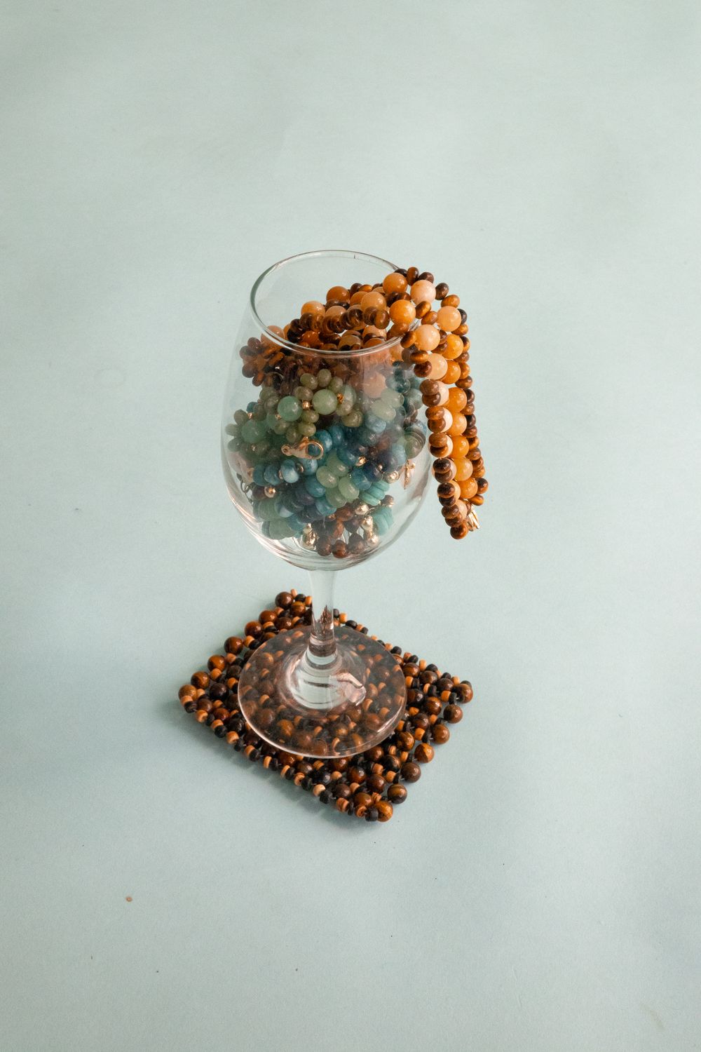Beaded Coasters - coco and tiger eye