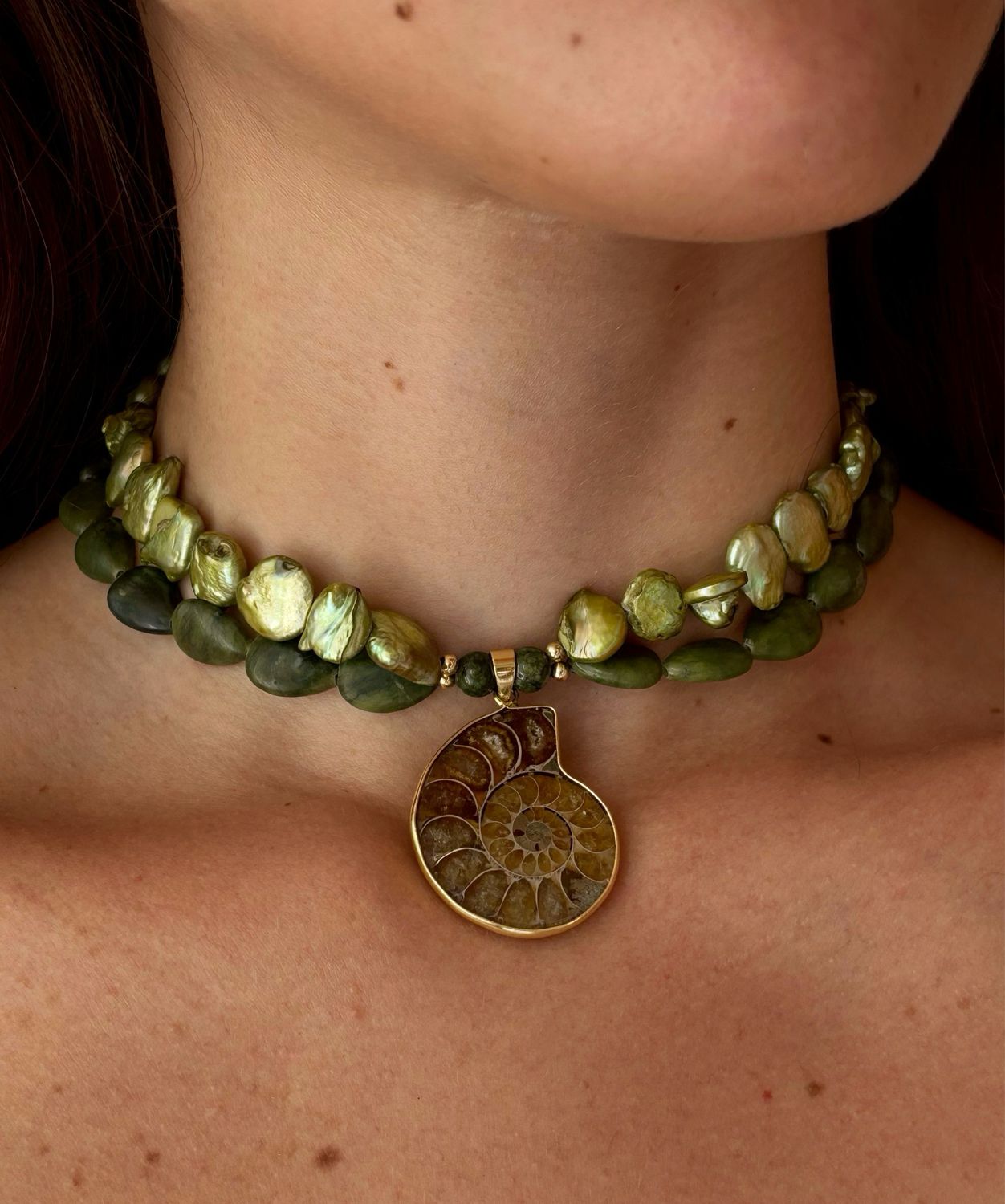 Ammonite avec Cornaline Rouge