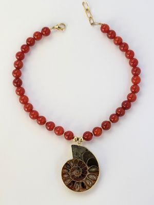 Ammonite with Red Cornaline
