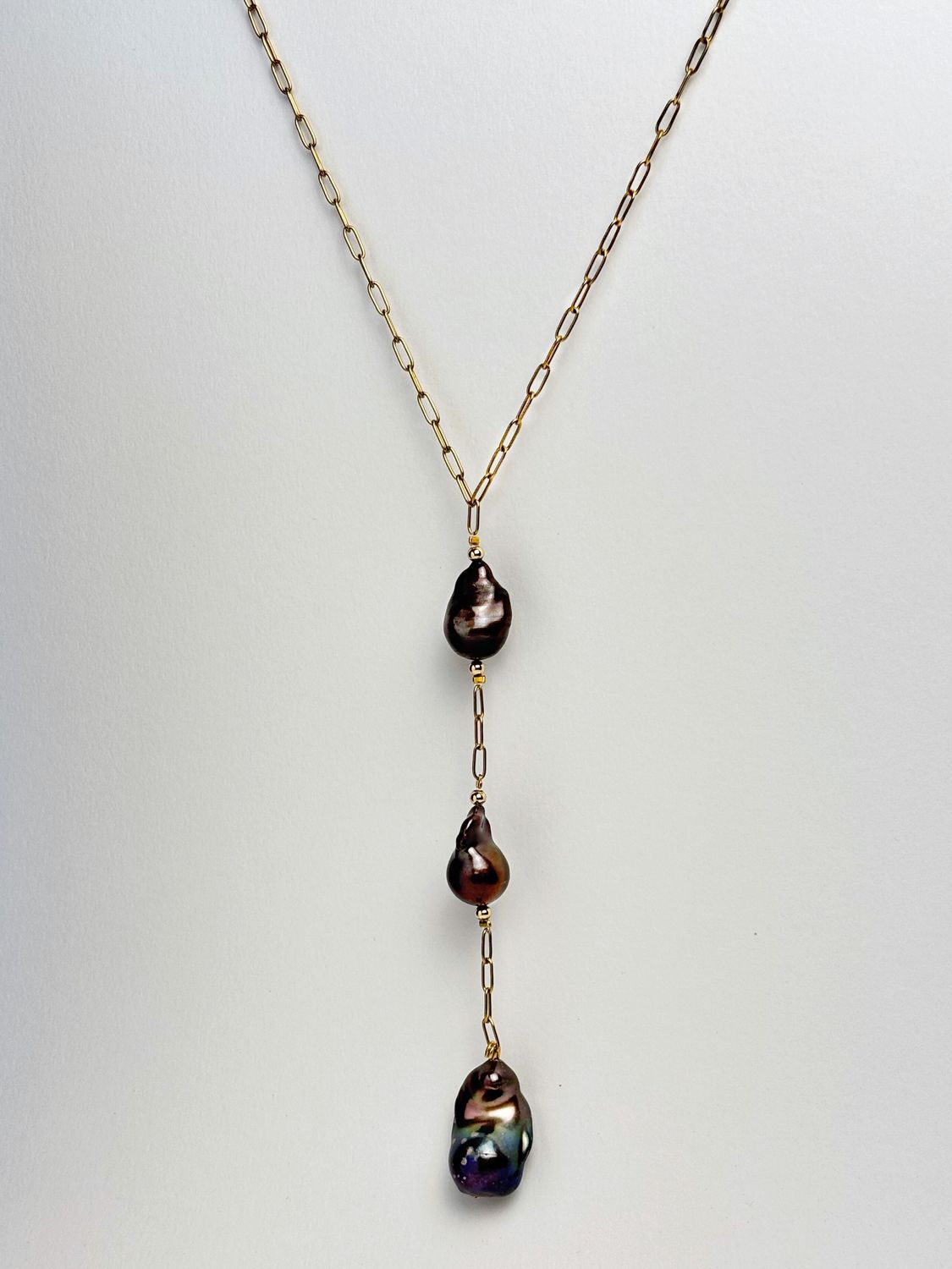 Black Pearl Tie Necklace