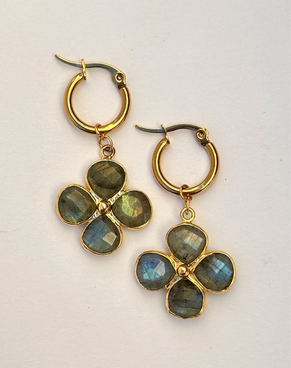 Labradorite Clover Earrings