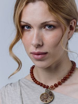Ammonite Red Cornaline Necklace