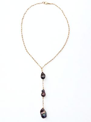 Black Pearl Tie Necklace