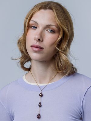 Black Pearl Tie Necklace