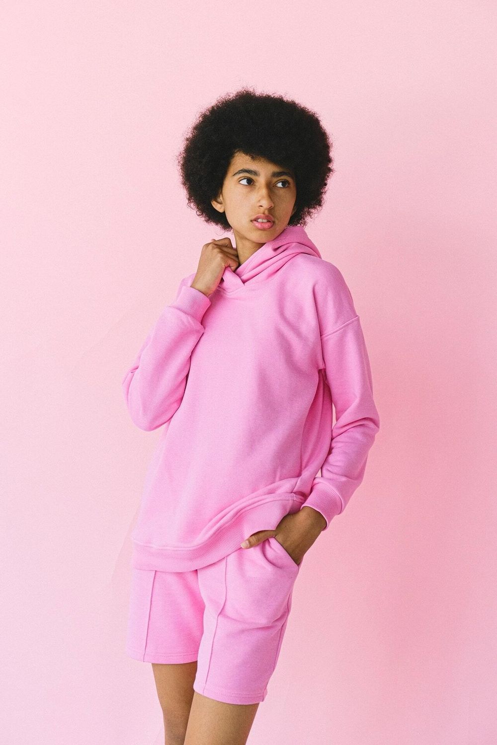 SAMPLE. Pink Hoodie + Shorts Set