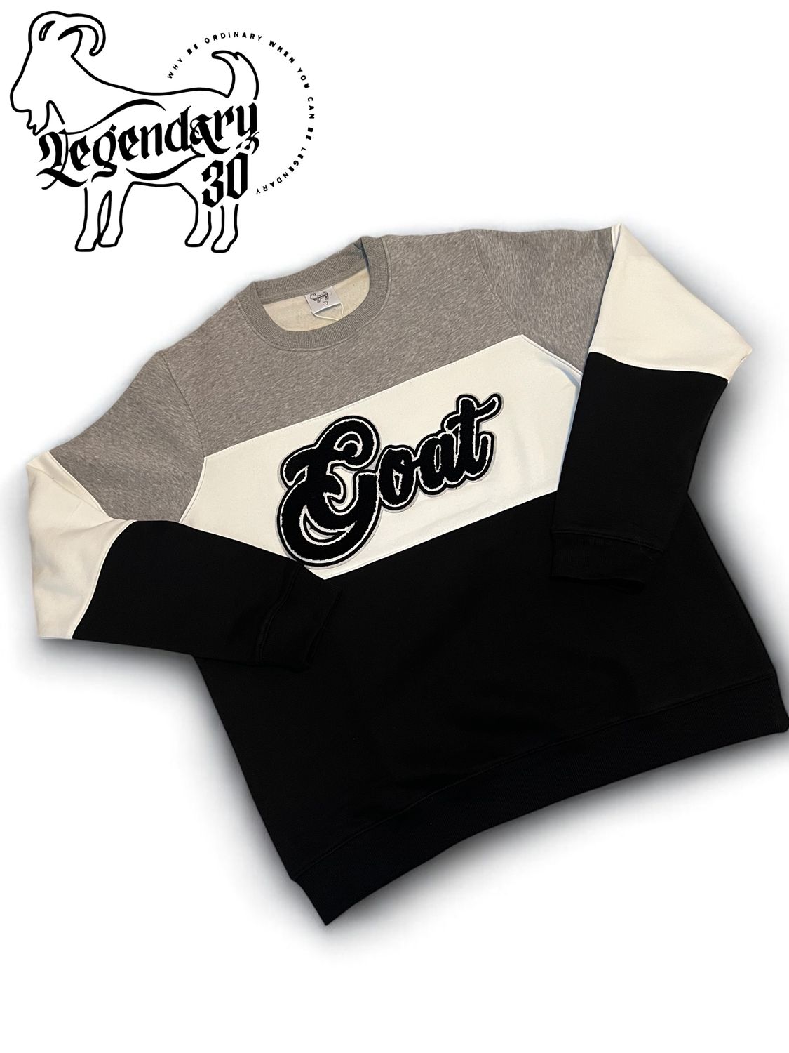 GOAT SCRIPT TRI-COLOR SWEATSHIRT