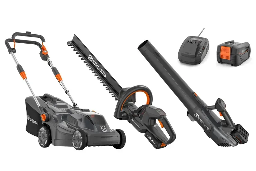 Husqvarna Aspire™ Lawn Mower + Hedge Trimmer + Blower Bundle With Battery and Charger — CBS Chainsaw & Brushcutter Specialists - HUSQVARNA in Wauchope, NSW