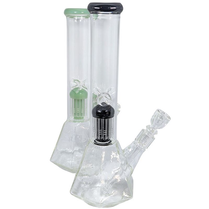 Color Trim Tree Perc Beaker Water Pipe 14&quot;