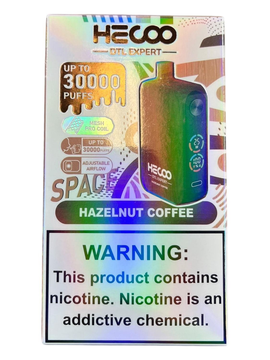 Hecoo Space 30k DTL Disposable 6mg, Flavor: hazelnut coffee