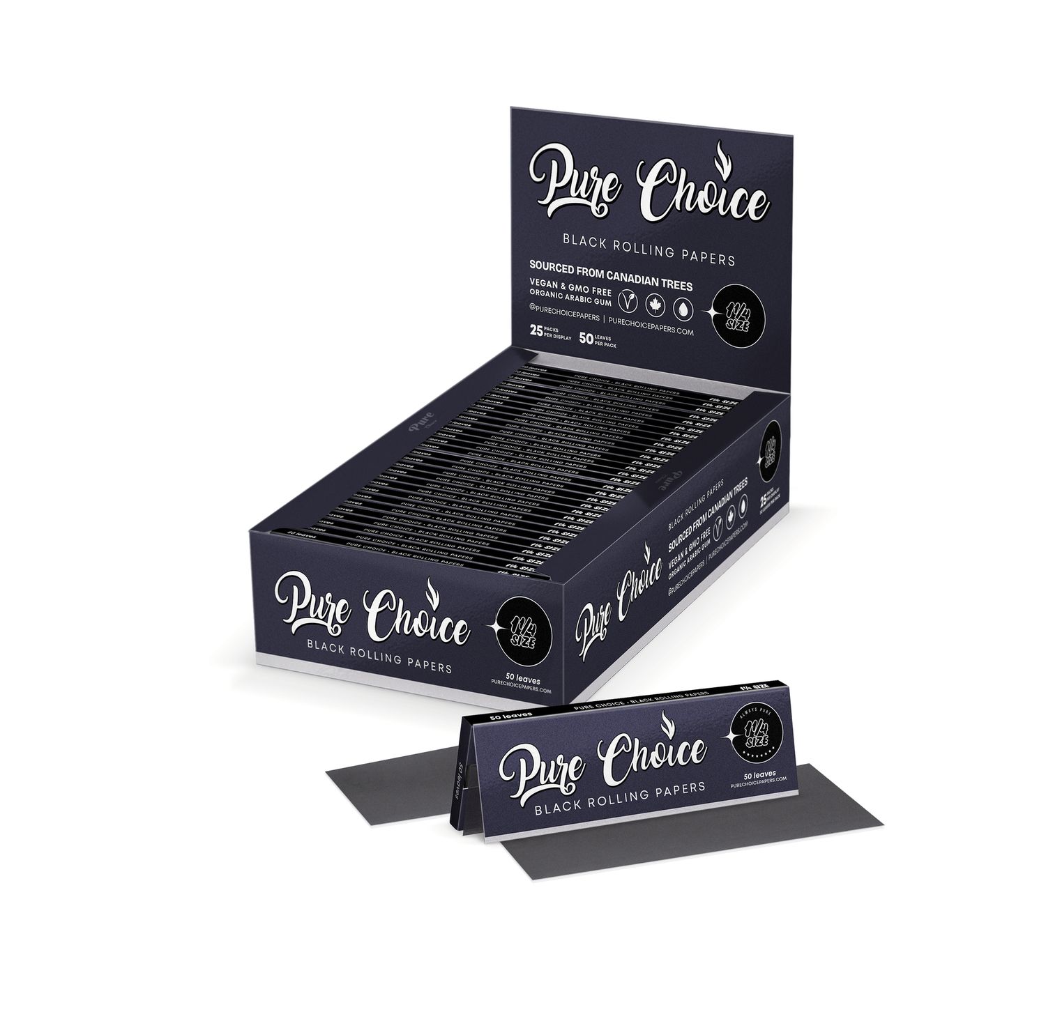 Pure Choice Black Rolling Papers, Size: 1 1/4