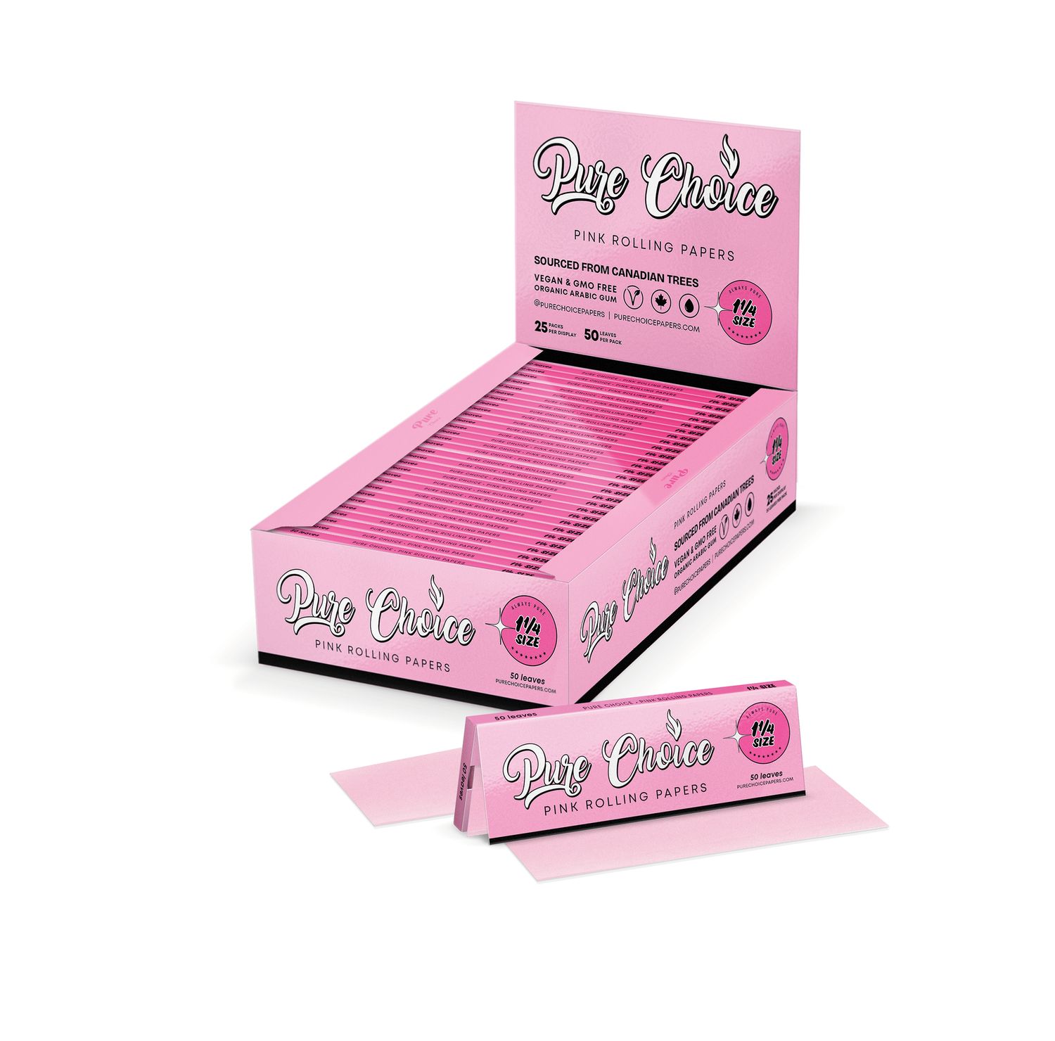 Pure Choice Pink Rolling Papers, Size: 1 1/4