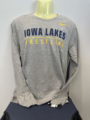 Wrestling Throwback Logo LS Gray Tee Large