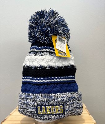 Pom  Pom Beanie Navy/Bl/Wht
