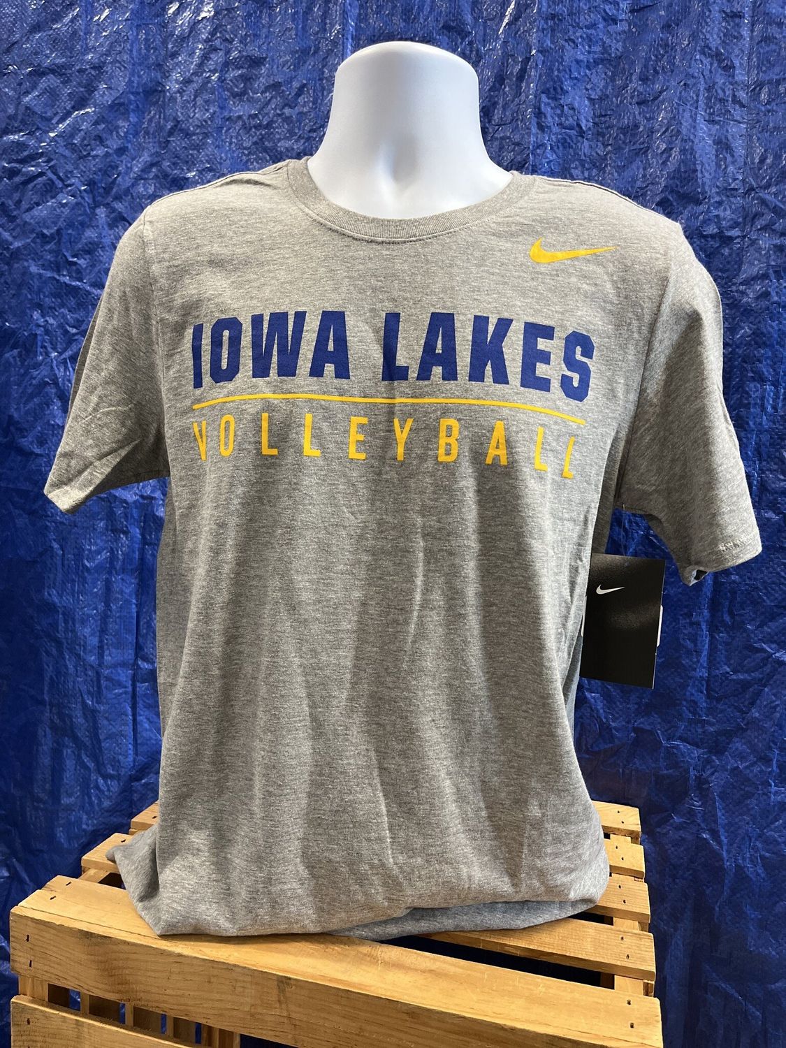 Volleyball Nike Royal/Gold Throwback Logo Grey SS Tee - Large