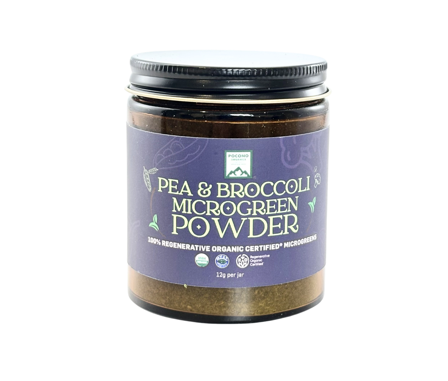 Organic Pea &amp; Broccoli Microgreen Powder Jar