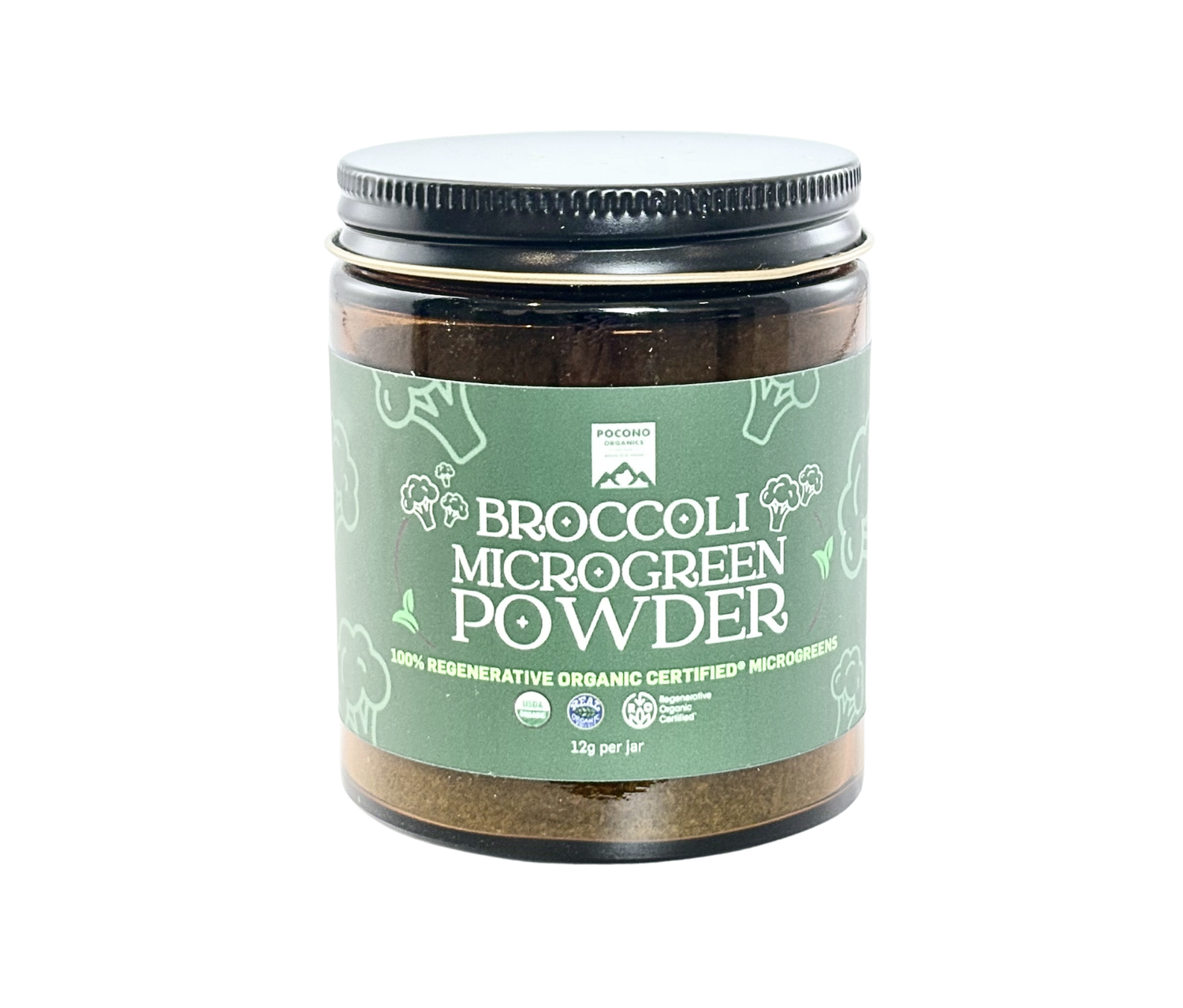 Organic Broccoli Microgreen Powder Jar