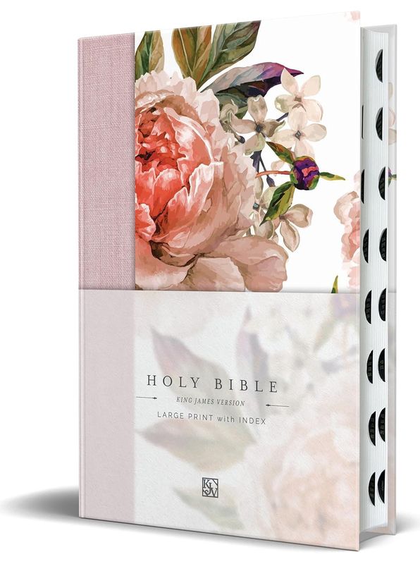 KJV Holy Bible, Large Print Medium Format, Pink Cloth Hardcover