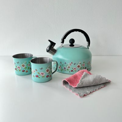 (BUNDLE) SET TEH + 2 CAWAN - PASSION (TEAL) DENGAN TUALA DAPUR