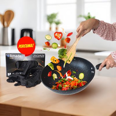 (KOMBO) 30CM NON STICK WOK PERCUMA SARUNG TANGAN GETAH