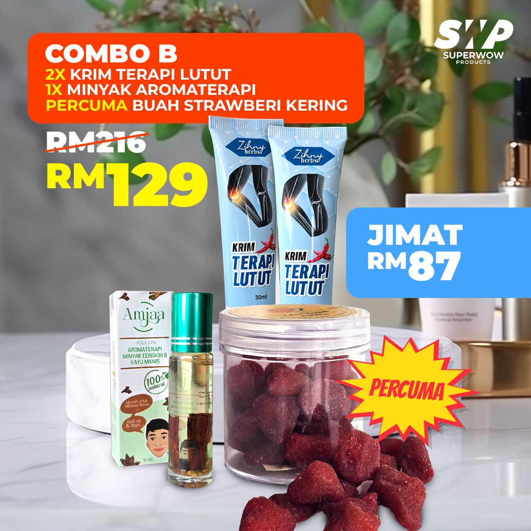 (BUNDLE)(2 SET) ZIHNY HERBS LOSYEN SERAI &amp; MINYAK AROMATERAPI FREE DRIED STARWBERRY PREMIUM