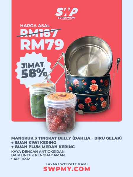 (BUNDLE) MANGKUK 3 TINGKAT BELLY - DAHLIA (DARK BLUE) + BUAH KERING (PLUM MERAH &amp; KIWI)
