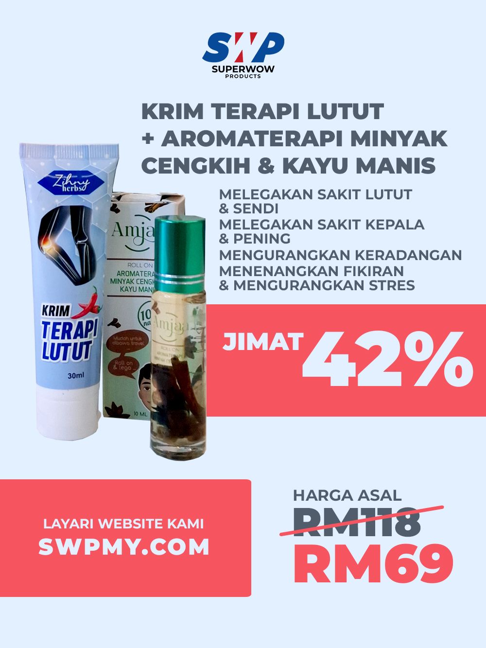 ZIHNY HERBS LOSYEN SERAI &amp; AMJAA MINYAK AROMATERAPI CENGKIH &amp; KAYU MANIS