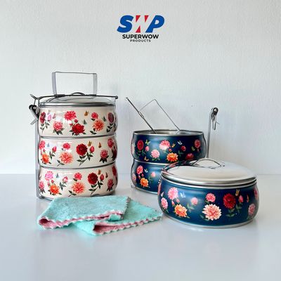 (BUNDLE) MANGKUK 3 TINGKAT BELLY - DAHLIA (BEIGE &amp; BIRU GELAP) PERCUMA TUALA DAPUR
