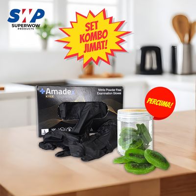 (BUNDLE) SARUNG TANGAN MAKANAN SAIZ (L) PERCUMA KIWI KERING 150G