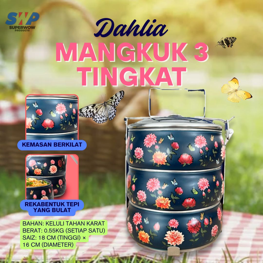 MANGKUK 3 TINGKAT BELLY- DAHLIA (DARK BLUE)