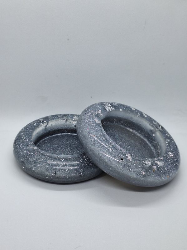 Round Candle Holder Silver (Set of 2)