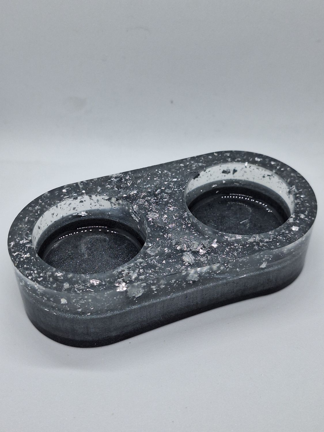 Graphite &amp; Transparent 2 Candle Holder