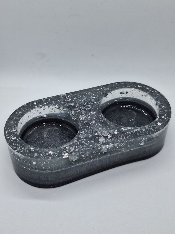 Graphite &amp; Transparent 2 Candle Holder