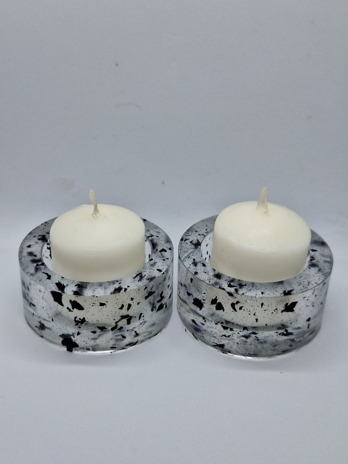 Transparent Black Speckle Candle Holder (Set of 2)