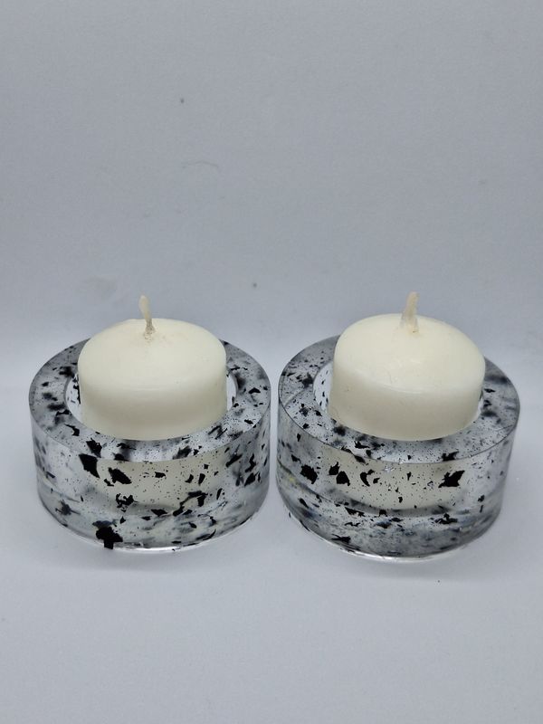 Transparent Black Speckle Candle Holder (Set of 2)