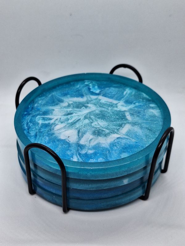 Ocean Burst Coaster with holder (Set of 4)