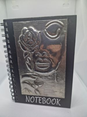 Notebook with Pewter Rose Face Pattern